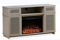 W9990 1 The Whole Cabinet Is Made Of Light Gray Solid Wood, The Middle Layer Of Both Sides Of The Cabinet Can Be Adjusted, And The Interior Furnace Is Equipped With A Remote Control Gray Metal & Wood