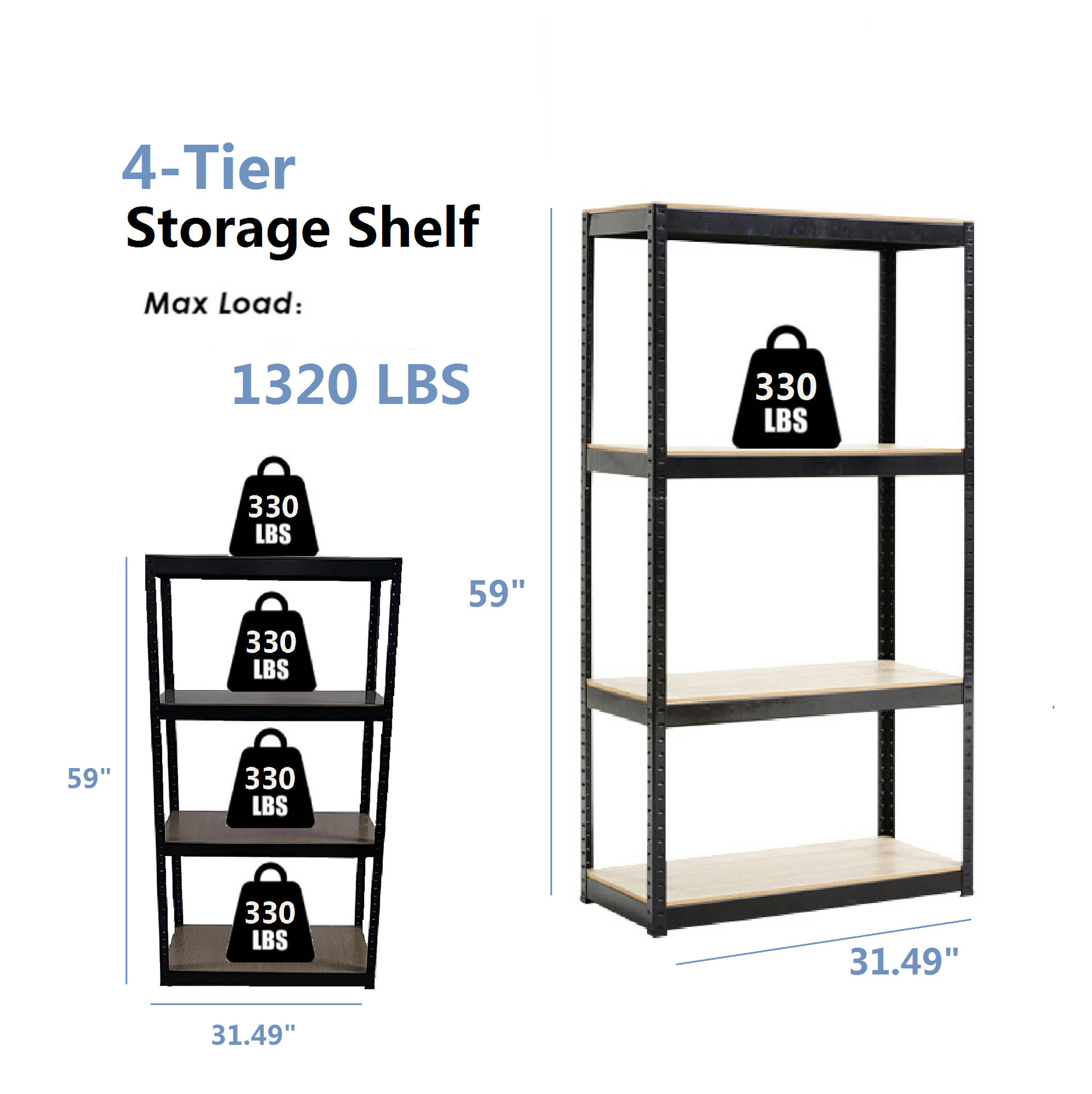 Storage Rack Shelving Unit Storage Shelf Steel Garage Utility Rack 4 Shelf Adjustable Shelves Heavy Duty Display Stand For Books, Kitchenware, Tools Boltless Assembly White White Metal & Wood