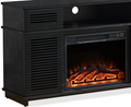 W9990 1The Whole Cabinet Is Made Of Black Oak Board, The Middle Layer Board On Both Sides Of The Cabinet Can Be Adjusted, The Furnace Is Embedded In The Middle Grid With The Remote Control Black Metal & Wood