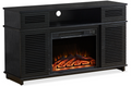 W9990 1The Whole Cabinet Is Made Of Black Oak Board, The Middle Layer Board On Both Sides Of The Cabinet Can Be Adjusted, The Furnace Is Embedded In The Middle Grid With The Remote Control Black Metal & Wood