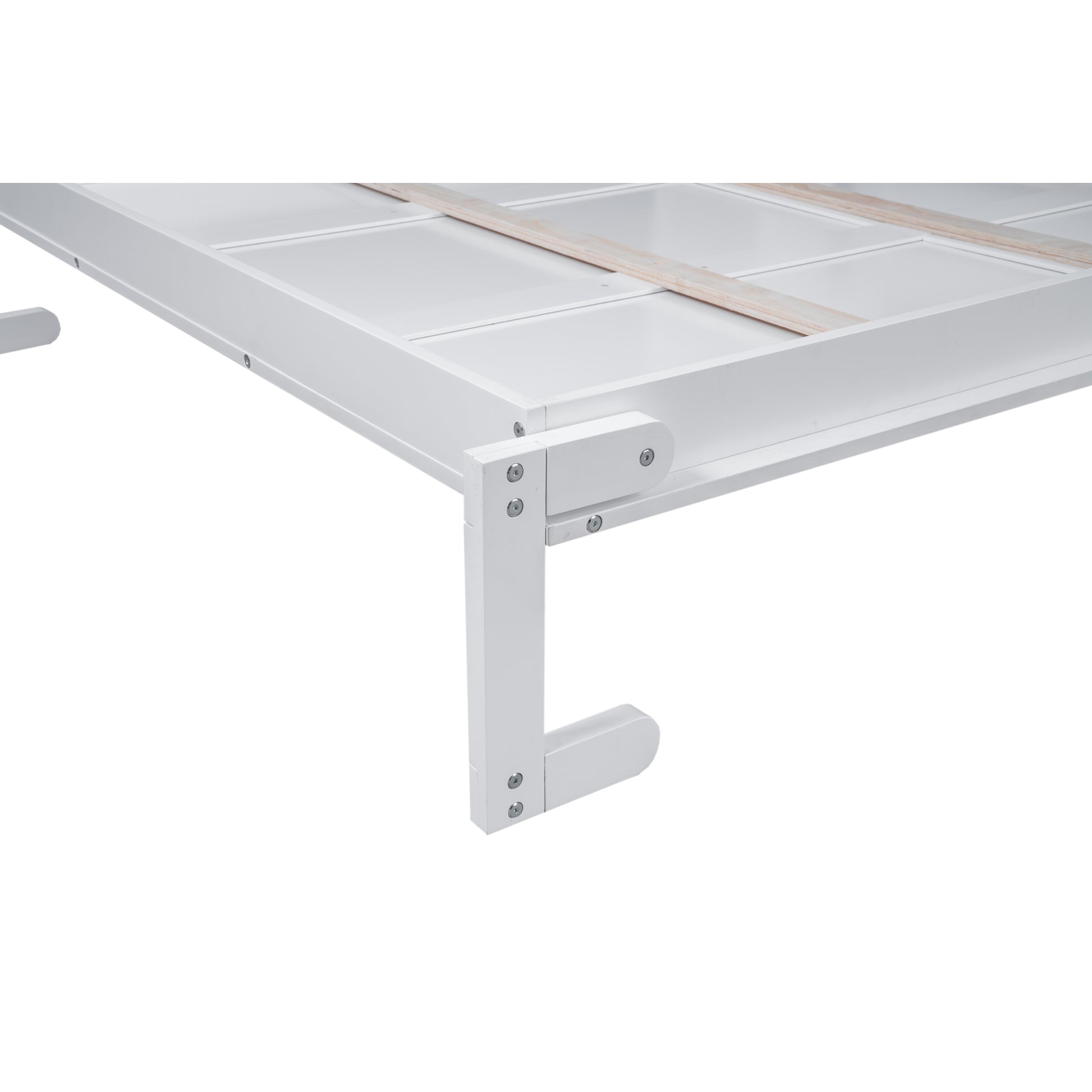 Queen Size Murphy Bed Wall Bed With Shelves And Led Lights,White White Solid Wood Mdf