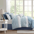 8 Piece Comforter Set Blue Polyester