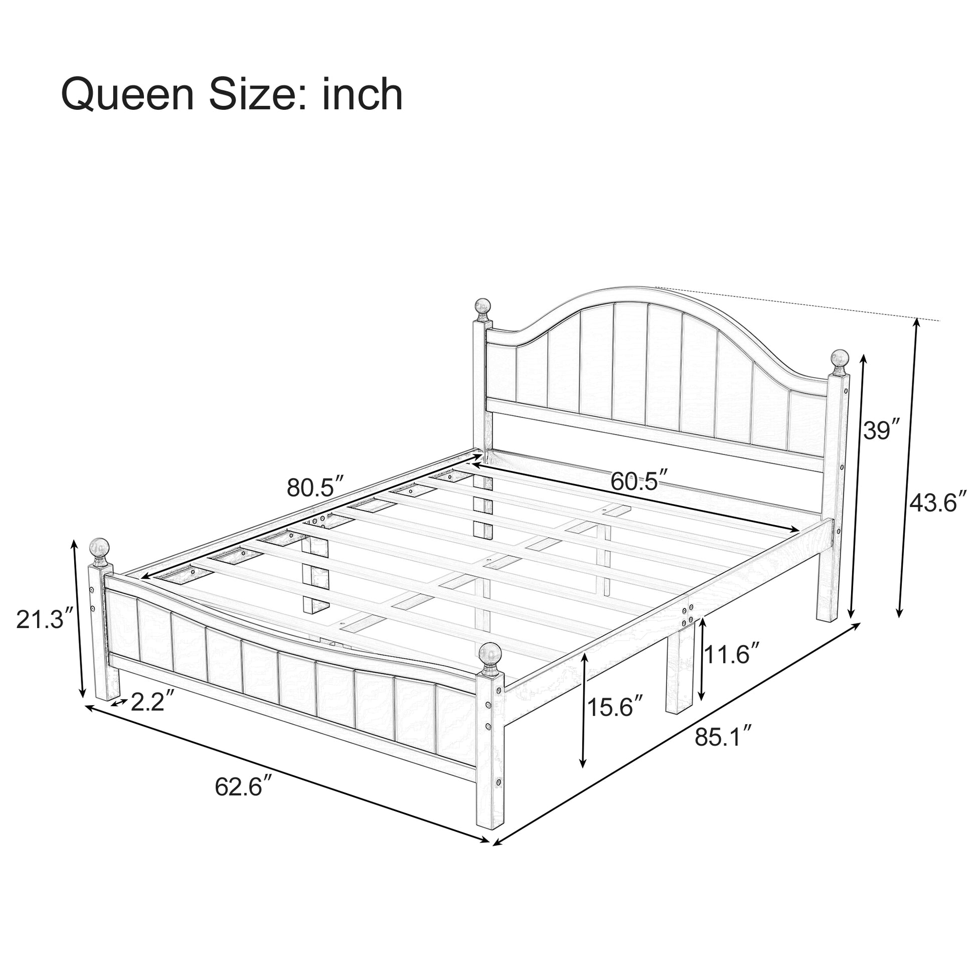 Traditional Concise Style Gray Solid Wood Platform Bed, No Need Box Spring, Queen Queen Gray Wood