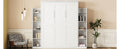Queen Size Murphy Bed Wall Bed With Shelves And Led Lights,White White Solid Wood Mdf