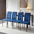 5 Piece Dining Set Including Blue Velvet High Back Nordic Dining Chair & Creative Design Mdf Dining Table Metal Blue Seats 4 Brown Metal Dining Room 4 Leg Square Dining Table With Chair Mdf
