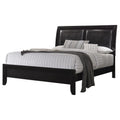 Black Upholstered Queen Panel Bed Box Spring Required Queen Black Wood Bedroom Contemporary,Modern Rubberwood Panel Foam Faux Leather Wood