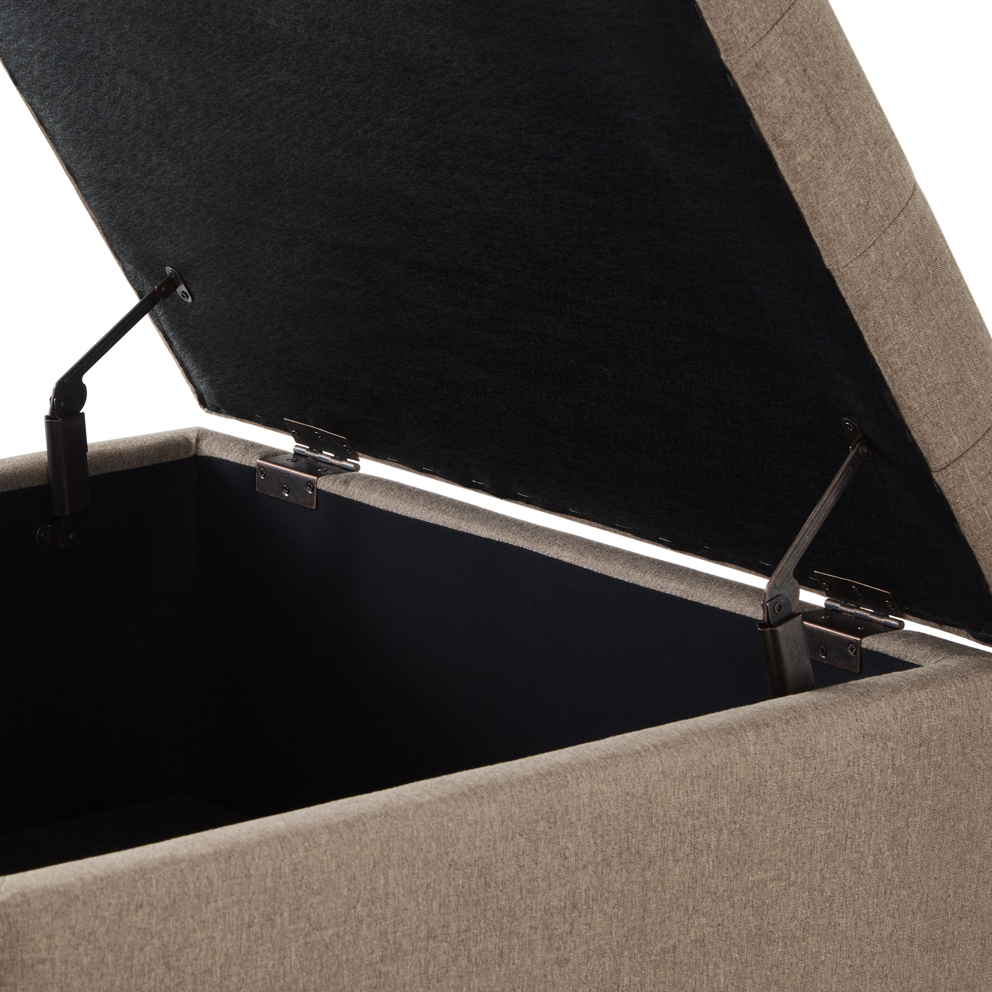 Large Square Storage Ottoman With Wooden Legs, Upholstered Button Tufted Coffee Table With Nail Trims For For Living Space,Linen Espresso Wood Primary Living Space Black Solid Rubberwood Wood With Storage Linen Linen Linen Or Linen Blend Backless Medium