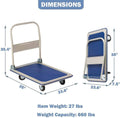 Folding Platform Cart Heavy Duty Hand Truck Blue Steel