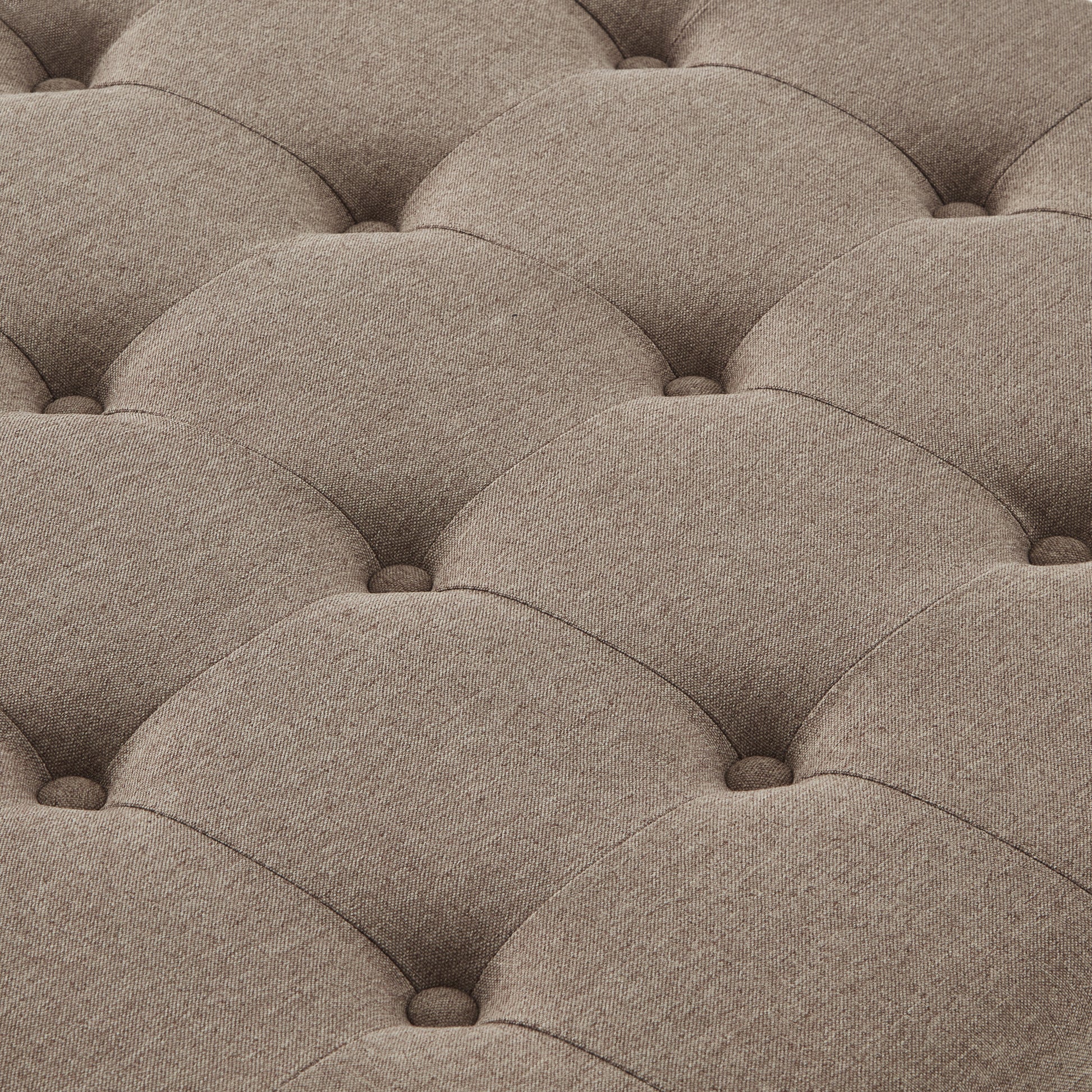 Large Square Storage Ottoman With Wooden Legs, Upholstered Button Tufted Coffee Table With Nail Trims For For Living Space,Linen Espresso Wood Primary Living Space Black Solid Rubberwood Wood With Storage Linen Linen Linen Or Linen Blend Backless Medium