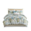 5 Piece Cotton Duvet Cover Set With Throw Pillow Blue Cotton