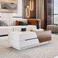 Modern Extendable Sliding Top Coffee Table With Storage In White&Walnut White Walnut Mdf