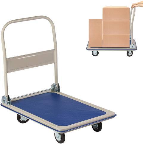 Folding Platform Cart Heavy Duty Hand Truck Blue Steel