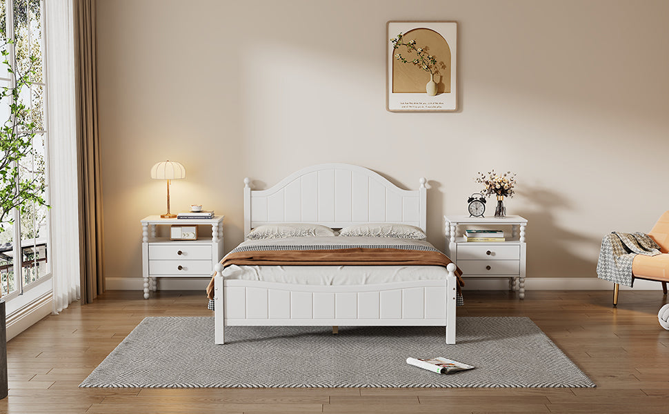 Traditional Concise Style White Solid Wood Platform Bed, No Need Box Spring, Queen Old Sku:Wf306306Aaa Queen White Wood