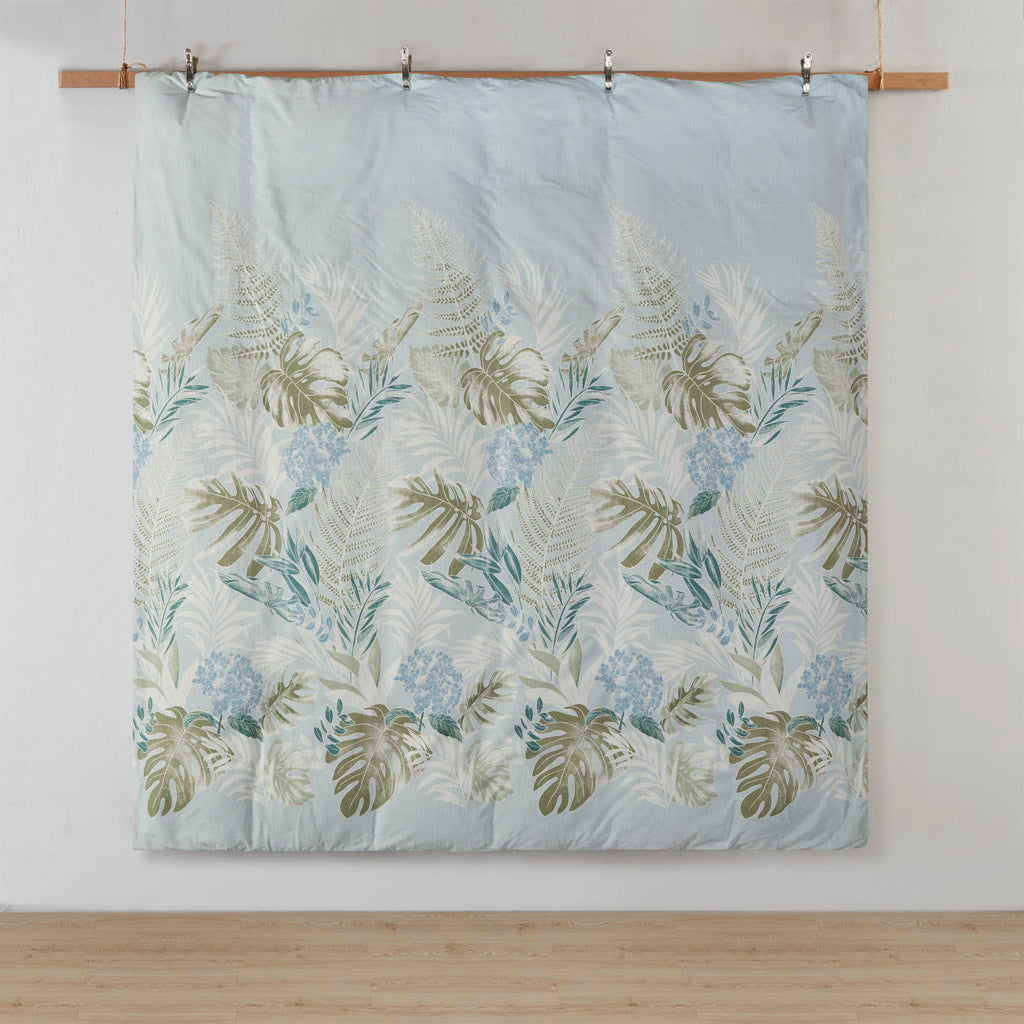 5 Piece Cotton Duvet Cover Set With Throw Pillow Blue Cotton