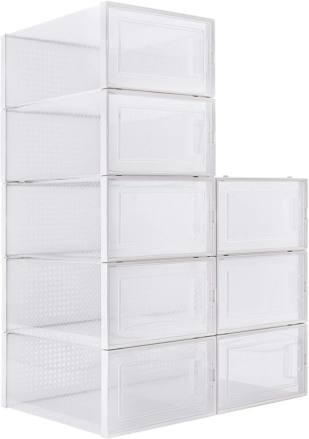 Foldable Shoe Box Stackable Clear Shoe Storage Box Storage Bins Shoe Container Organizer 8 Pack White White Abs