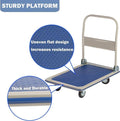 Folding Platform Cart Heavy Duty Hand Truck Blue Steel