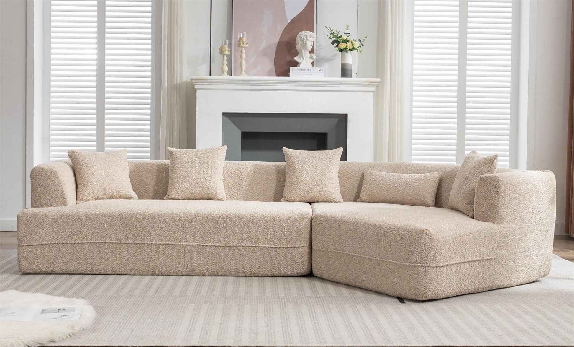 Modular Living Room Sofa Set, Modern Minimalist Style Sofa, Salon Upholstered Sleeper Sofa, 2 Pc Free Combination, Round Fiber Fabric, Anti Wrinkle Fabric, Brown Light Brown Polyester Primary Living Space Medium Soft Tight Back Flared Arms Fiber Foam