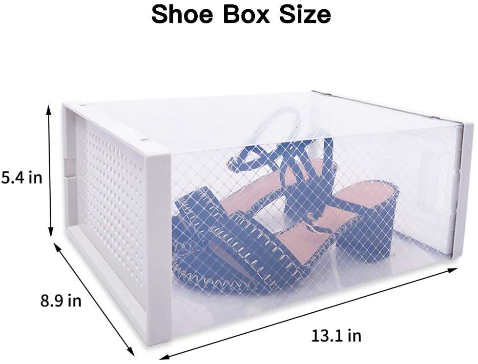 Foldable Shoe Box Stackable Clear Shoe Storage Box Storage Bins Shoe Container Organizer 8 Pack White White Abs