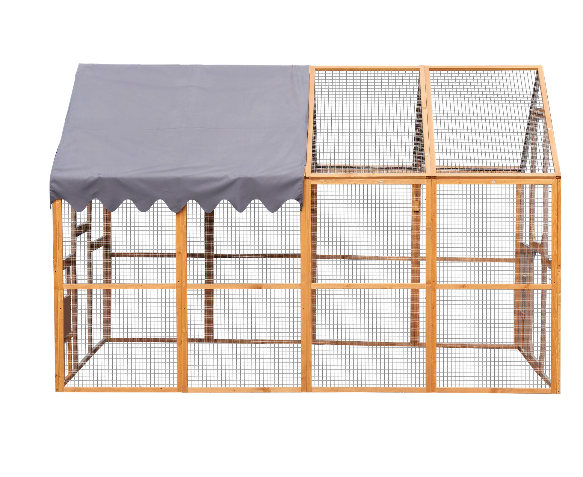 Outdoor Chicken Coop Enclosures 110" Large Kitten Playpen,Upgrade Waterproof Cover Brown Metal & Wood