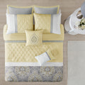 8 Piece Comforter Set Yellow Polyester