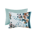 5 Piece Cotton Floral Comforter Set With Throw Pillows Teal Cotton