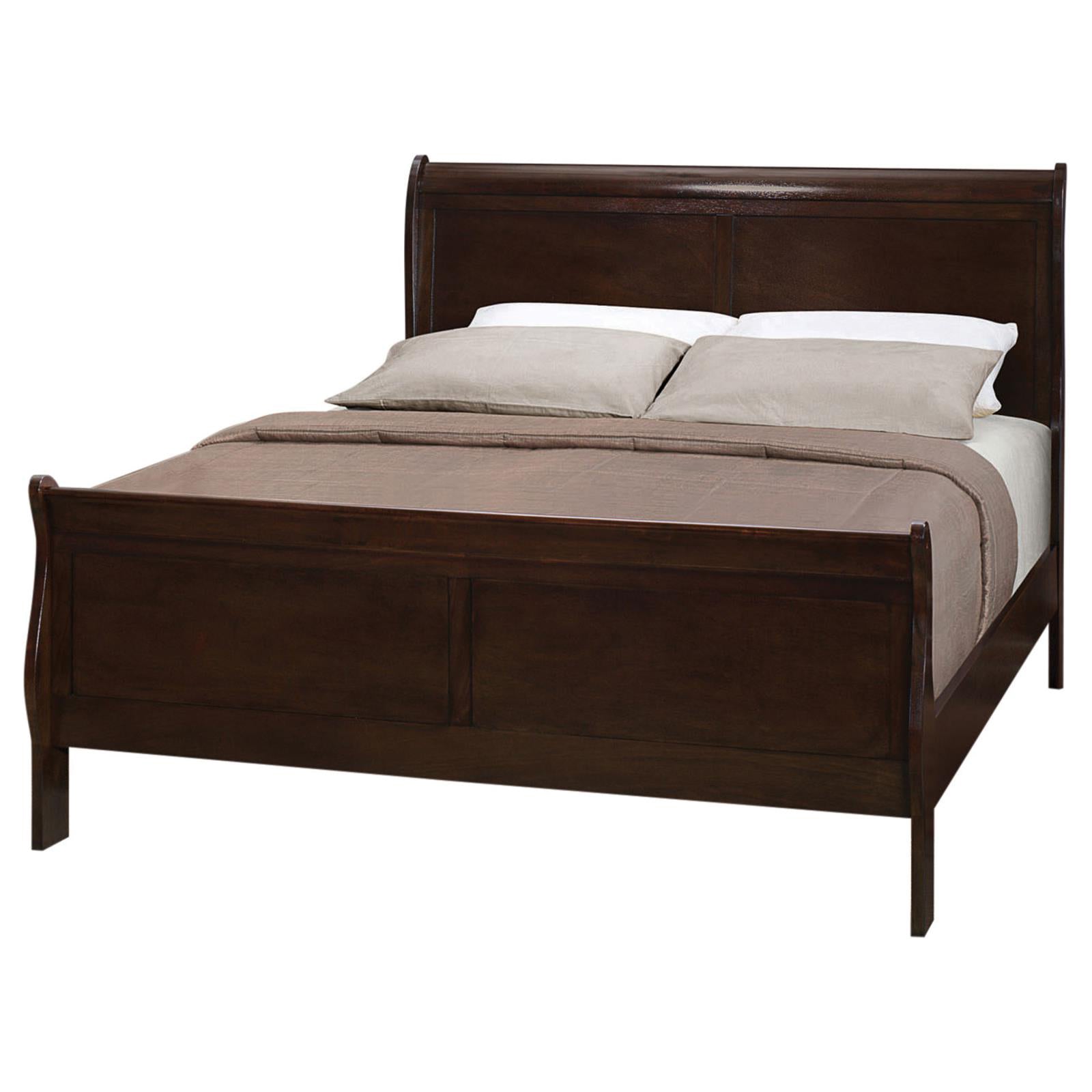 Cappuccino Full Sleigh Bed Box Spring Required Full Cappuccino Wood Brown Bedroom Traditional Rubberwood Panel Wood