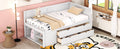 Twin Size Daybed With Drawers And Shelves, White White Solid Wood