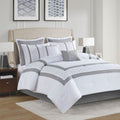 8 Piece Embroidered Comforter Set White Polyester