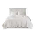 3 Piece Reversible Soped Edge Quilt Set White Microfiber