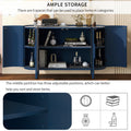 Curved Design Light Luxury Sideboard With Adjustable Shelves,Suitable For Living Room,Study And Entrance Blue Mdf