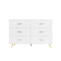 High Glossy Surface 6 Drawers Chest Of Drawer With Golden Handle And Golden Steel Legs White Color Vanity White Bedroom Modern Engineered Wood