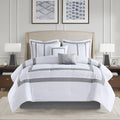 8 Piece Embroidered Comforter Set White Polyester