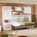 Twin Size Murphy Bed With Open Shelves And Storage Drawers,Built In Wardrobe And Table, White Twin White Solid Wood Mdf