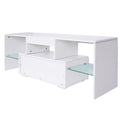 Tv Stand With Storage 43 Inch Led Modern Tv Media Console Entertainment Center With Drawer Tv Cabinet For Living Room Bedroom White Particle Board