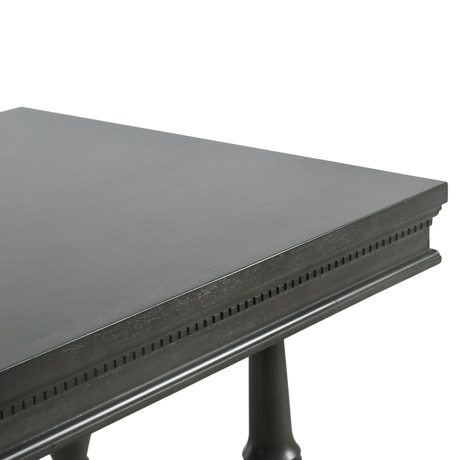 7 Piece Dining Table With 4 Trestle Base And 6 Upholstered Chairs With Slightly Curve And Ergonomic Seat Back Gray Upholstered Chair Wood Gray Seats 6 Wood Dining Room Distressed Finish American Design,Antique Trestle Rectangular Dining Table With Chair