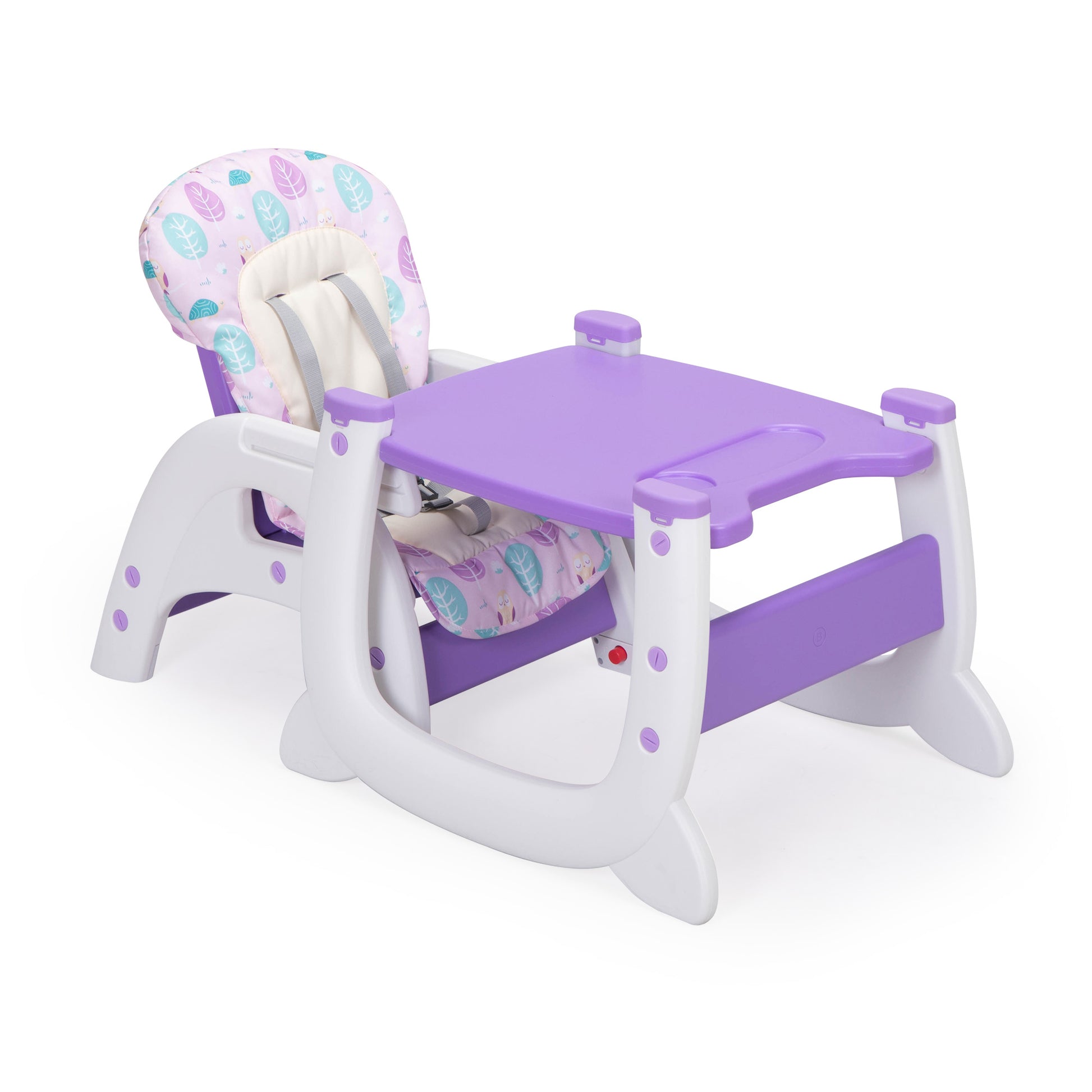Convertible High Chair For Babies, Booster Seat With Safety Belt Feeding Tray, Toddler Chair And Table Set, Purple And White Purple Polypropylene