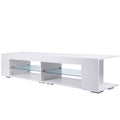 Led Tv Stand Modern Entertainment Center With Storage High Gloss Gaming Living Room Bedroom Tv Cabinet White Particle Board