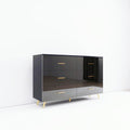 High Glossy Surface 6 Drawers Chest Of Drawer With Golden Handle And Golden Steel Legs Black Color Vanity Black White Bedroom Modern Poplar Melamine Engineered Wood