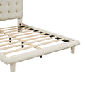 Full Size Velvet Platform Bed With Led Frame, Thick & Soft Fabric And Button Tufted Design Headboard, Beige Beige Velvet