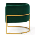 Upholstered Velvet Accent Chair With Golden Metal Stand,Mid Century Living Room Leisure Chair With Curve Backrest Jade Emerald Emerald Primary Living Space Modern Foam Velvet