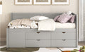 Twin Size Daybed With Drawers And Shelves, Gray Gray Solid Wood