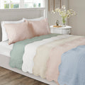 3 Piece Reversible Soped Edge Quilt Set Blush Microfiber