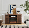 W9990 1The Whole Cabinet Is Made Of Walnut Solid Wood Board, The Middle Layer Board On Both Sides Of The Cabinet Can Be Adjusted, And The Furnace Is Embedded In The Middle Grid With The Remote Control Walnut Metal & Wood