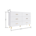 High Glossy Surface 6 Drawers Chest Of Drawer With Golden Handle And Golden Steel Legs White Color Vanity White Bedroom Modern Engineered Wood