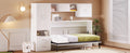 Twin Size Murphy Bed With Open Shelves And Storage Drawers,Built In Wardrobe And Table, White Twin White Solid Wood Mdf