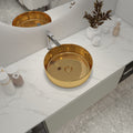 Ceramic Circular Vessel Bathroom Sink Art Sink Baa0014012Kk Golden Bathroom Ceramic