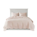 3 Piece Reversible Soped Edge Quilt Set Blush Microfiber