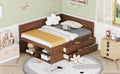 Full Size Daybed With Drawers And Shelves, Walnut Full Walnut Solid Wood