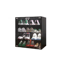 4 Layers Black Shoe Cabinet With Glass Door And Glass Layer Shoes Display Cabinet With Led Light Bluetooth Control Standard 3 4 Spaces Black Primary Living Space Adjustable Shelves Modern Mdf Glass