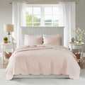 3 Piece Reversible Soped Edge Quilt Set Blush Microfiber